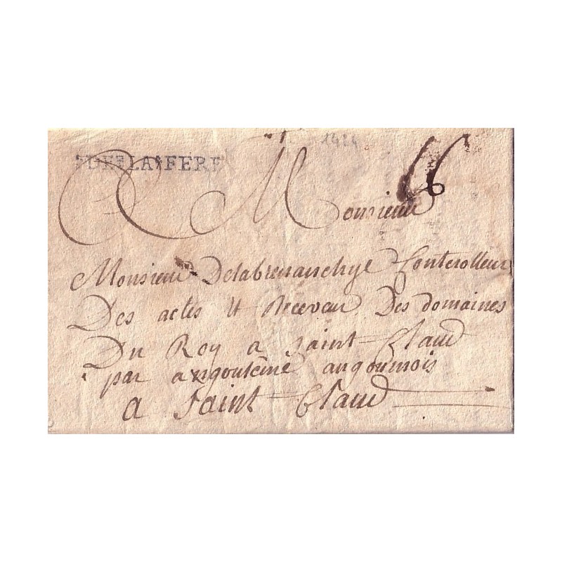 AISNE - DE LA FERRE - 13-1-1761 -GRIFFE LENAIN No2-NON SIGNALE A CETTE DATE.