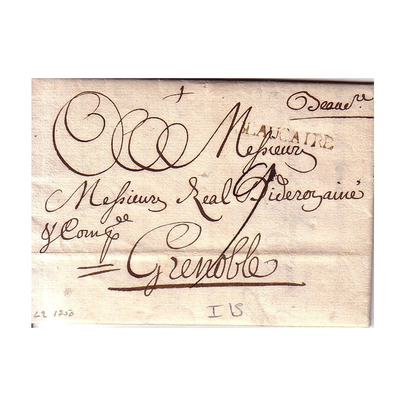 GARD - BEAUCAIRE LINEAIRE + MANUSCRIT LE 23 JUILLET 1750 - LENAIN No2.