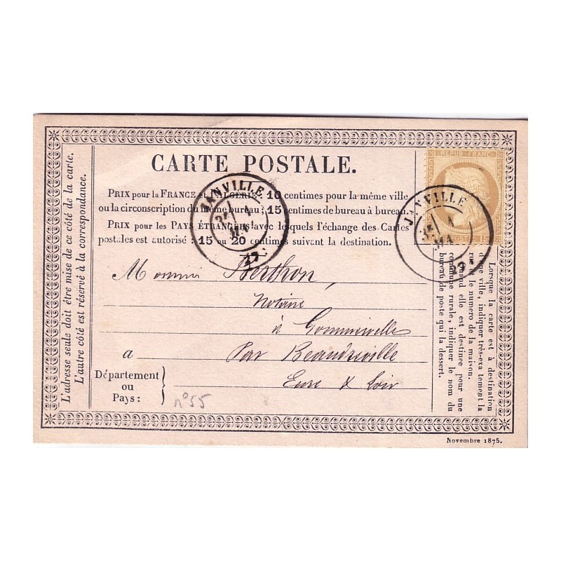 EUR ET LOIR-JANVILLE  No55 SUR CARTE PRECURSEUR