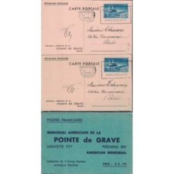 MEMORIAL CANADIEN DE LA POINTE DE GRAVE - 55c BLEU - - ENSEMBLE DE 5 CARTES AVEC POCHETTE ET OBLITERATIONS MECANIQUES.