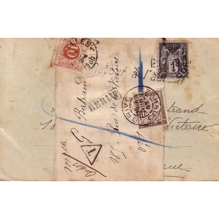 CORREZE - BRIVE - TYPE SAGE - CARTE POSTALE POUR LA BELGIQUE AVEC TAXE FRANCE ET ITALIE.