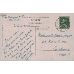 BOUCHES DU RHONE - MARSEILLE DEPART AVEC GRIFFE PAQUEBOT DU 4-12-1922 - SUR CARTE DE PORT-SAID. .