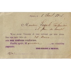 SAGE - GARD - NIMES - REPIQUAGE PRIVEE NEGRE-BERGERON & BRUNETON NIMES LE 1-4-1901.