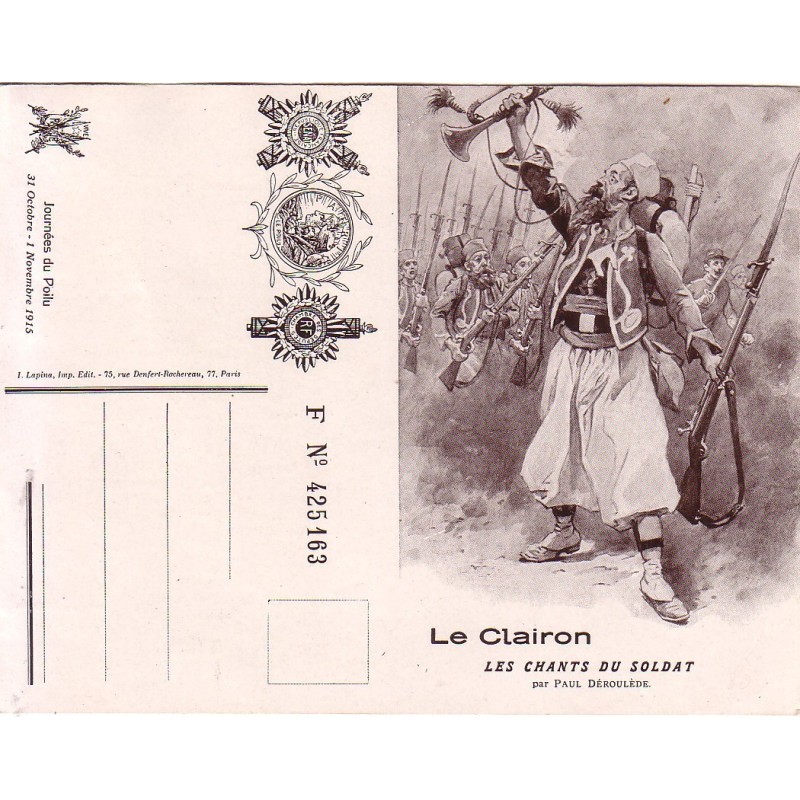 GUERRE 14-18 - CARTE FRANCHISE POSTALE - LE CLAIRON - SUPERBE.