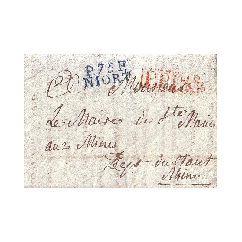 DEUX SEVRES - P.75.P NIORT (en bleu) - LETTRE ENTETE LE MAIRE DE LA VILLE DE NIORT -  14-9-1813.