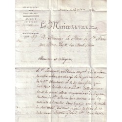 DEUX SEVRES - P.75.P NIORT (en bleu) - LETTRE ENTETE LE MAIRE DE LA VILLE DE NIORT -  14-9-1813.