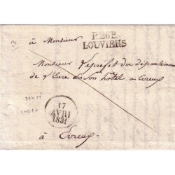 EURE - P.26.P. LOUVIERS - DATEUR DU 17 AVRIL 1831  - LETTRE AVEC TEXTE.