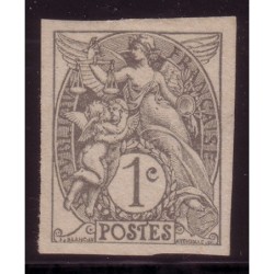 No0107c - 1c TYPE BLANC - NON DENTELE - COTE 115€ - TRACE CHARNIERE.