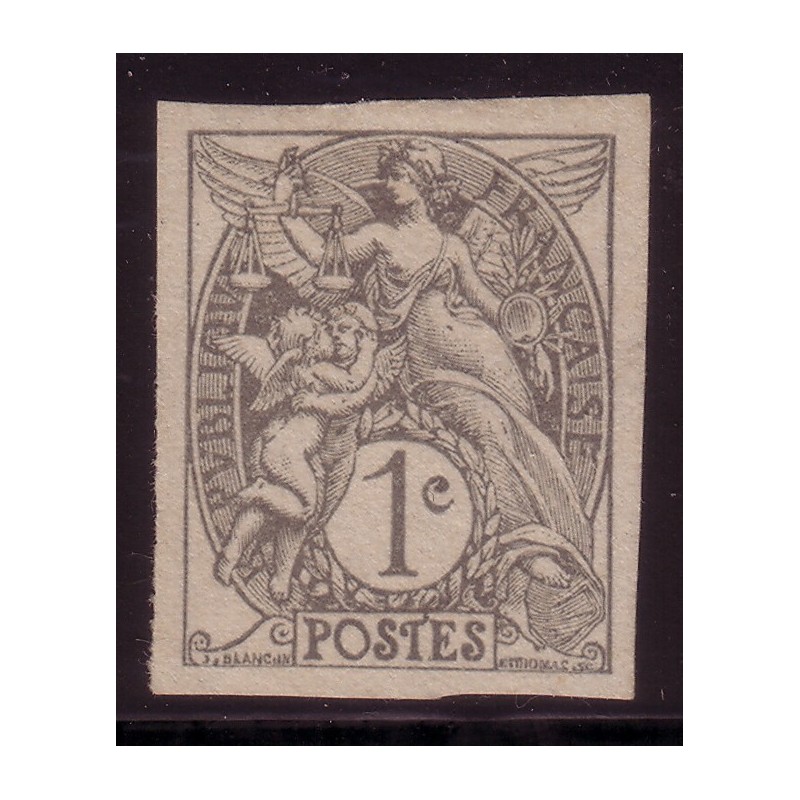 No0107c - 1c TYPE BLANC - NON DENTELE - COTE 115€ - TRACE CHARNIERE.