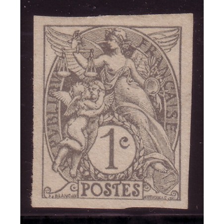 No0107c - 1c TYPE BLANC - NON DENTELE - COTE 115€ - TRACE CHARNIERE.