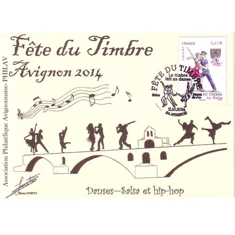 JOURNEE DU TIMBRE 2014 - AVIGNON - VAUCLUSE - CARTE LOCALE - AVEC SIGNATURE DU DESINATEUR.