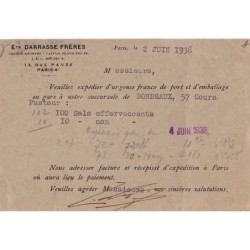 PAIX - ENTIER POSTAL 40c REPIQUAGE PRIVEE "ETS DARRASSE FRERES 13 RUE PAVEE PARIS 4o"