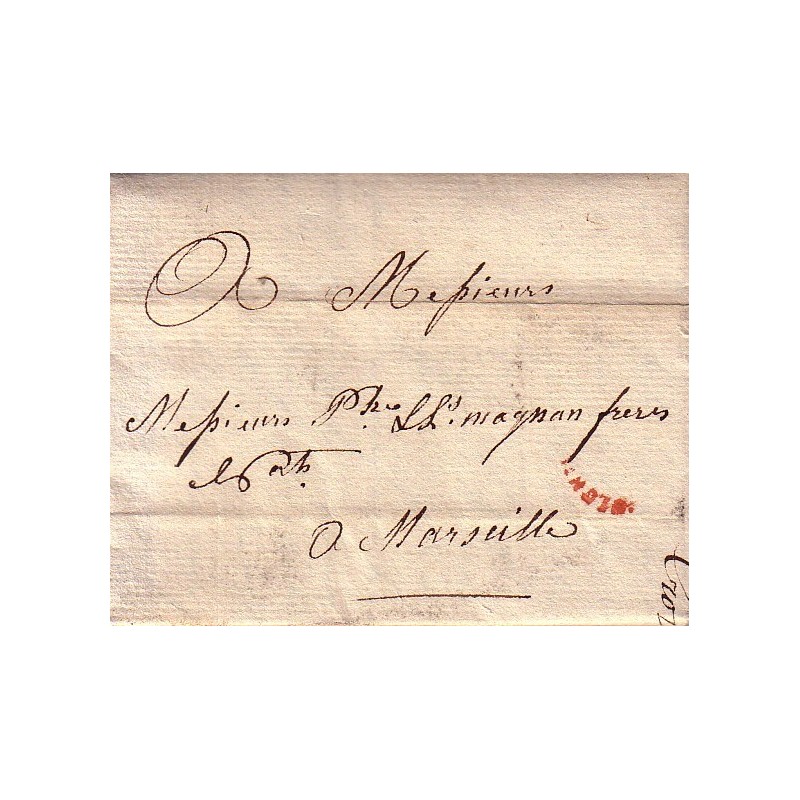 LA DOMINIQUE - COLONIES INSCRIPTION CINTRE EN ROUGE - LETTRE ACHEMINEE 1789.