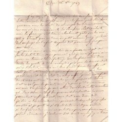 LA DOMINIQUE - COLONIES INSCRIPTION CINTRE EN ROUGE - LETTRE ACHEMINEE 1789.