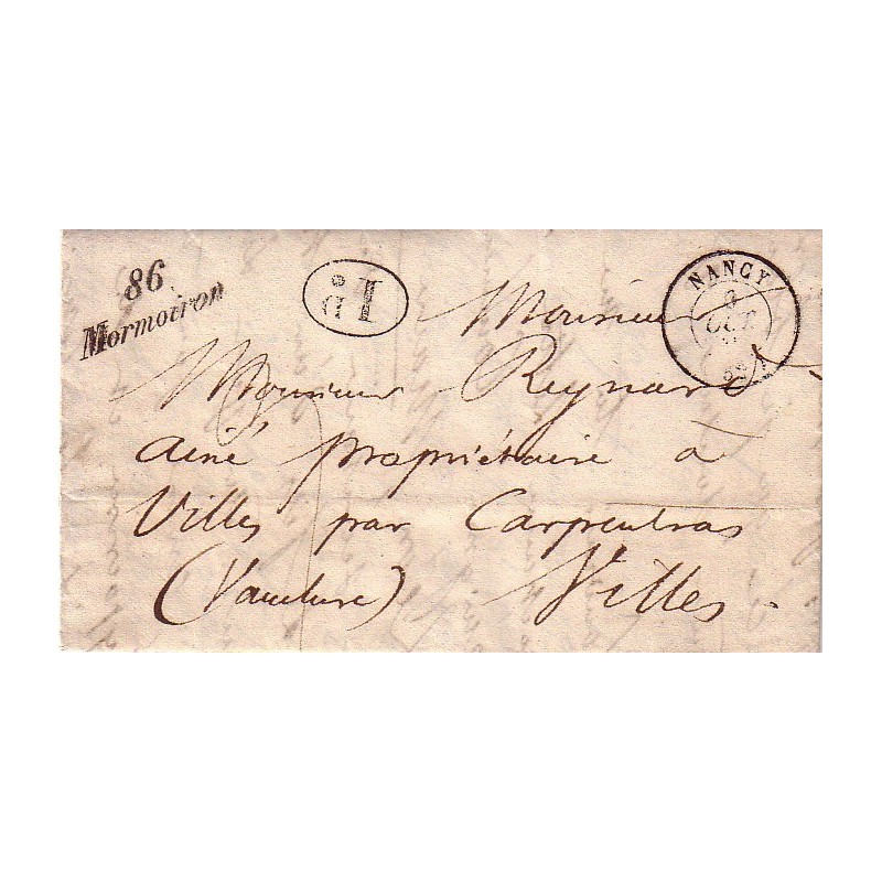 VAUCLUSE - 86/MORMOIRON - CURSIVE - DECIME RURAL - LETTRE DE NANCY LE 9-10-1842.