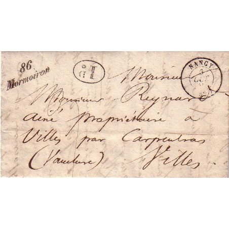 VAUCLUSE - 86/MORMOIRON - CURSIVE - DECIME RURAL - LETTRE DE NANCY LE 9-10-1842.