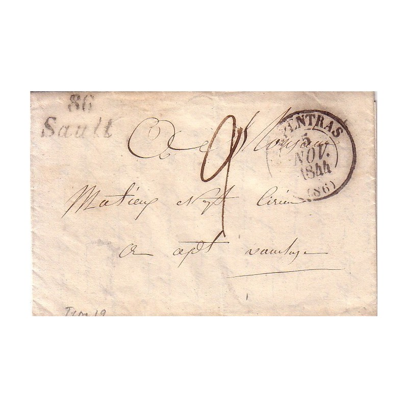 VAUCLUSE - 86/SAULT - CURSIVE - T13 CARPENTRAS 5-11-1844 - LETTRE AVEC TEXTE POUR APT.