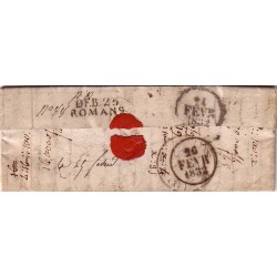 DROME - DEB.25 ROMANS - LETTRE AVEC TEXTE DE TOULOUSE LE 21 FEVRIER 1832 - SUPERBE.
