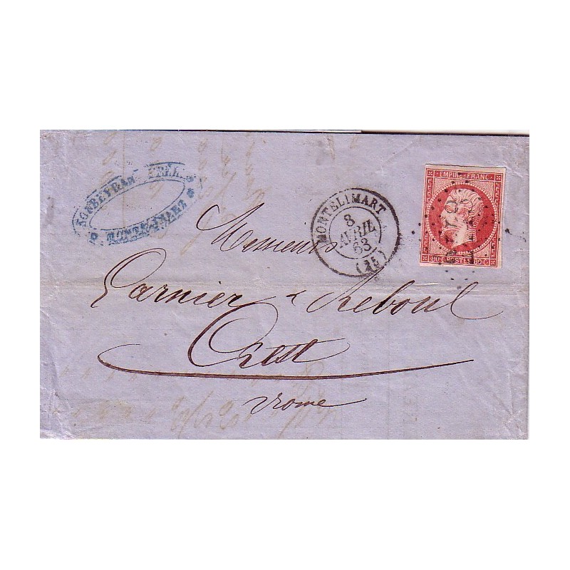 DROME - EMPIRE No17B - OBLITERATION GC2448 - LE 8 AVRIL 1863 - GC RARE SUR ND.