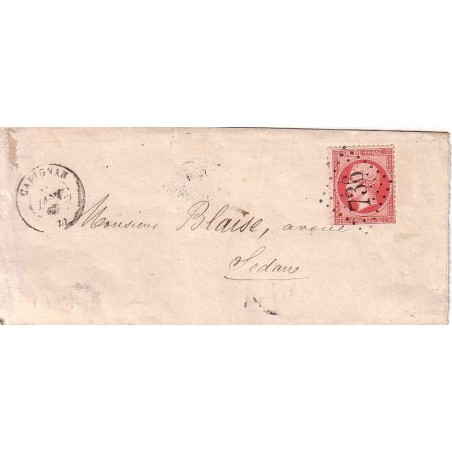 ARDENNES - CARIGNAN - 80c No24 OBLITERATION GC 736 - SEUL SUR LETTRE POUR SEDAN LE 18-1-1867.