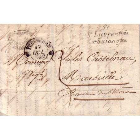 PYRENEES ORIENTALES - PERPIGNAN - CURSIVE 65 ST LAURENT DE LA SALANQUE - 17-10-1842.