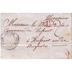 VAR - CUERS - T11 - LE 21-5-1839 - LETTRE ENTETE DE LA MAIRIE AVEC CACHET AU VERSO ET SIGNATURE DU MAIRE.