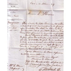 VAR - CUERS - T11 - LE 21-5-1839 - LETTRE ENTETE DE LA MAIRIE AVEC CACHET AU VERSO ET SIGNATURE DU MAIRE.