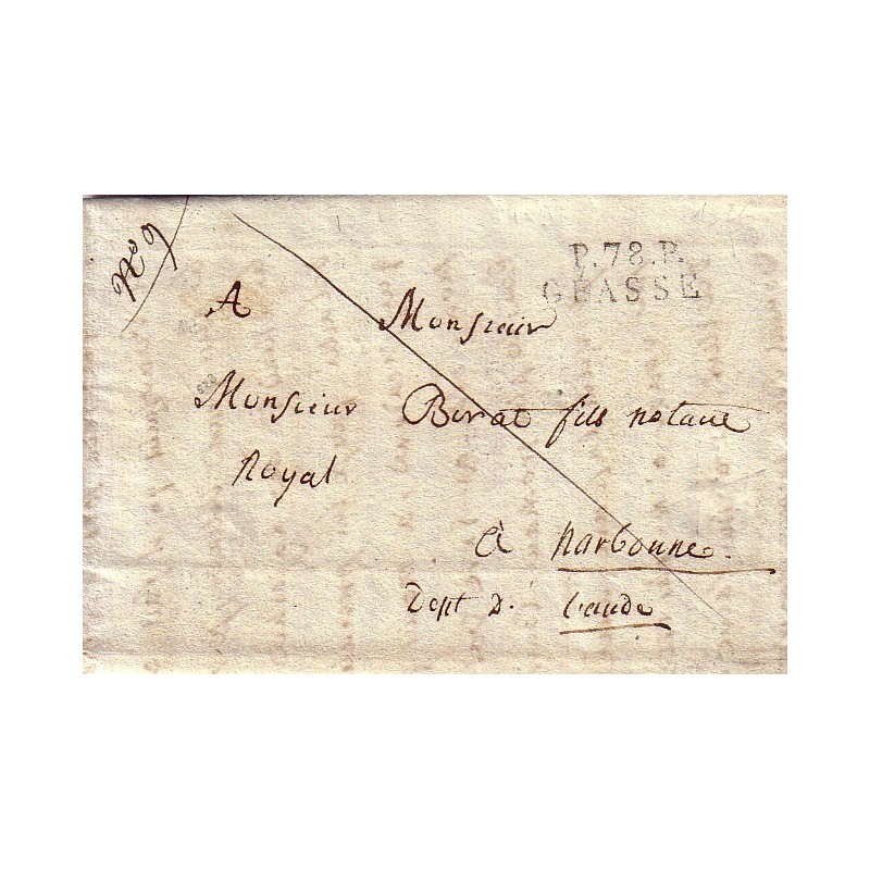 ALPES MARITIMES - 78 GRASSE - (VAR à l'époque ) LE 28-1-1826 - LETTRE AVEC TEXTE POUR NARBONNE.