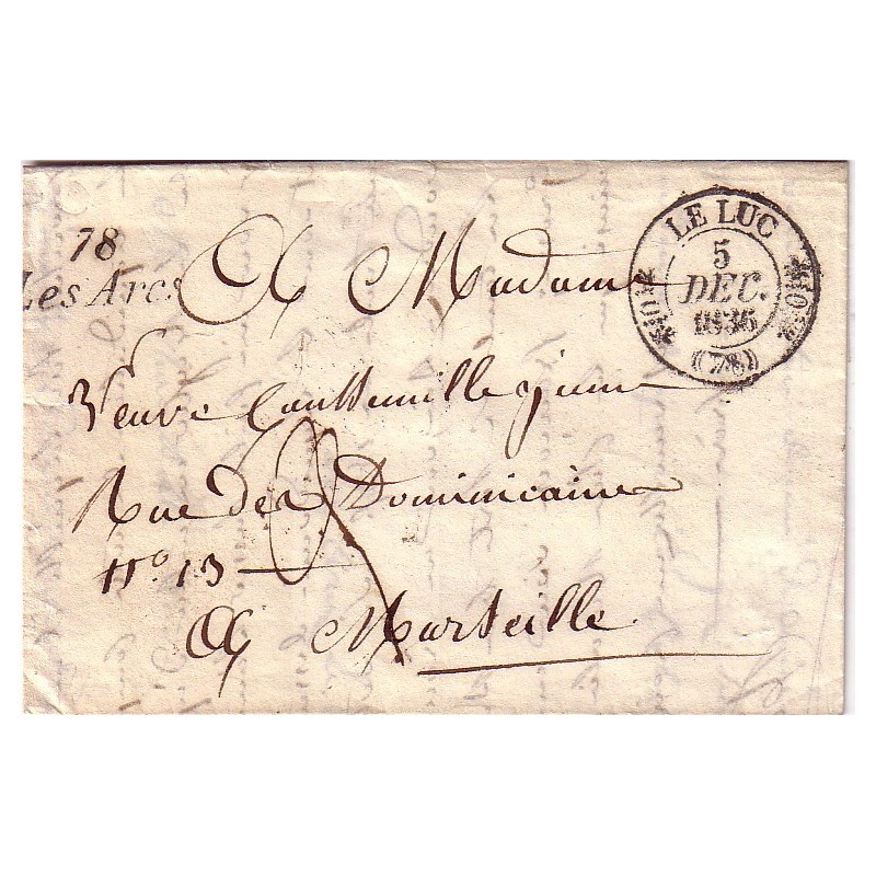 VAR - LE LUC - T11 - LE 5-12-1836 - CURSIVE - 78 LES ARCS - AVEC TEXTE.