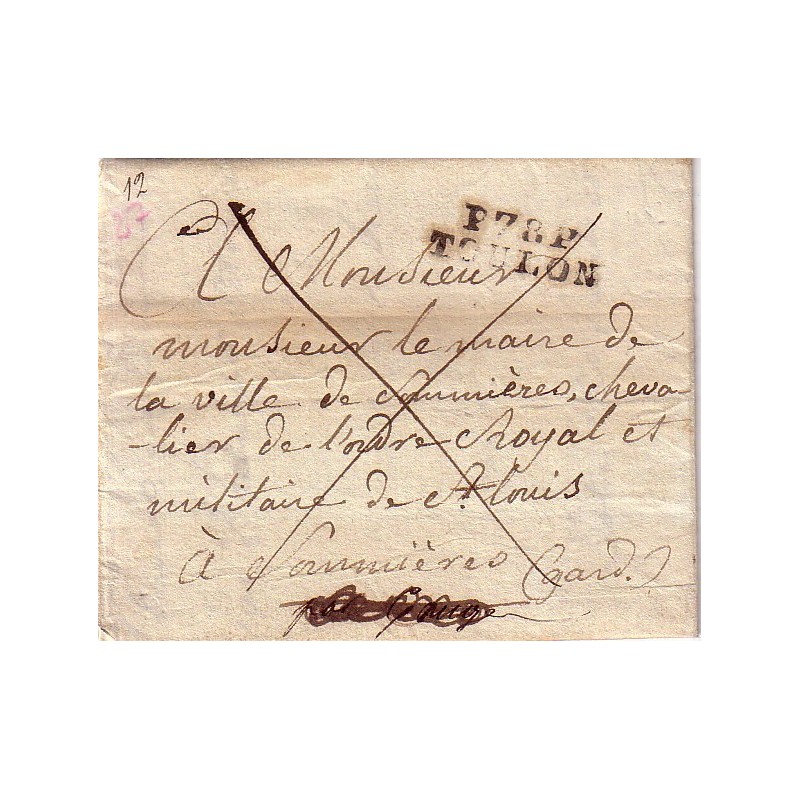 VAR - TOULON P78P - LE 11-1-1824 - LETTRE AVEC TEXTE DE MAS CHIRURGIEN AIDE MAJOR.