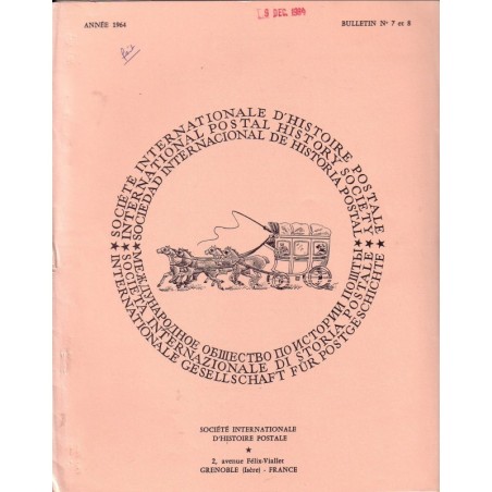 SOCIETE INTERNATIONALE D'HISTOIRE POSTALE - No7-8 - 1964