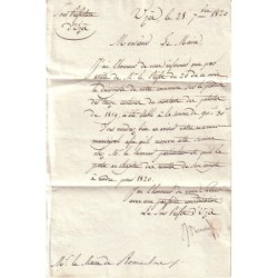 GARD - UZES - CURSIVE -SOUS-PREFET D'UZES - LE 28-9-1820 - LETTRE AVEC TEXTE POUR LE MAIRE DE REMOULIN