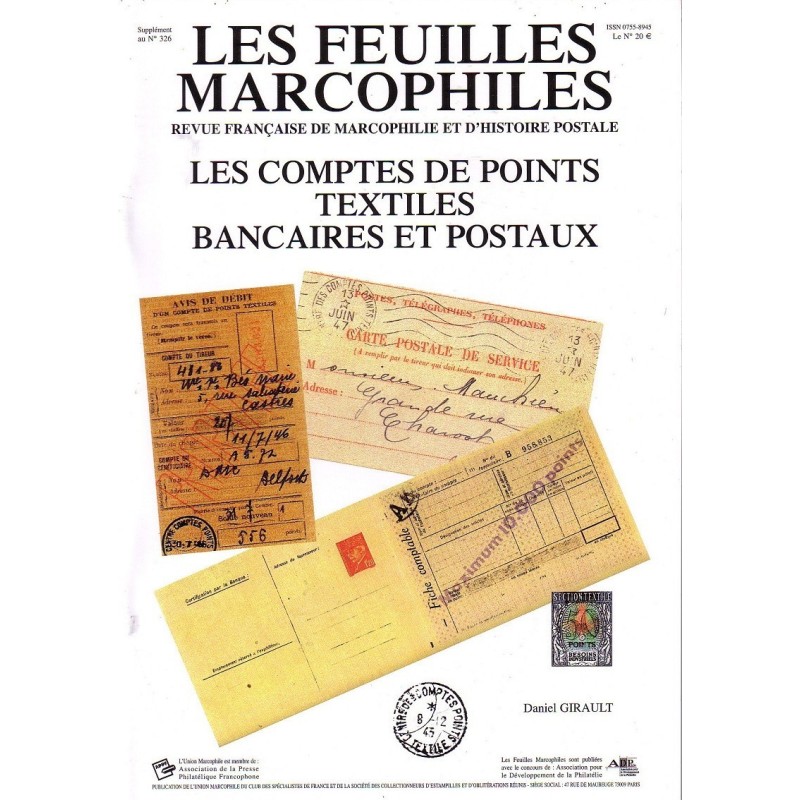 LES FEUILLES MARCOPHILES - LES COMPTES DE POINTS TEXTILES BANCAIRES ET POSTAUX - SUPPLEMENT AU 326.