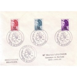 ST PIERRE ET MIQUELON - LIBERTE - 1er JOUR - ENVELOPPE POUR LAMBESC 4-11-1986.