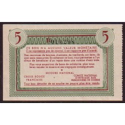 MARECHAL PETAIN - BON DE SOLIDARITE 5 FRANCS AU PROFIT DES POPULATIONS CIVILES.