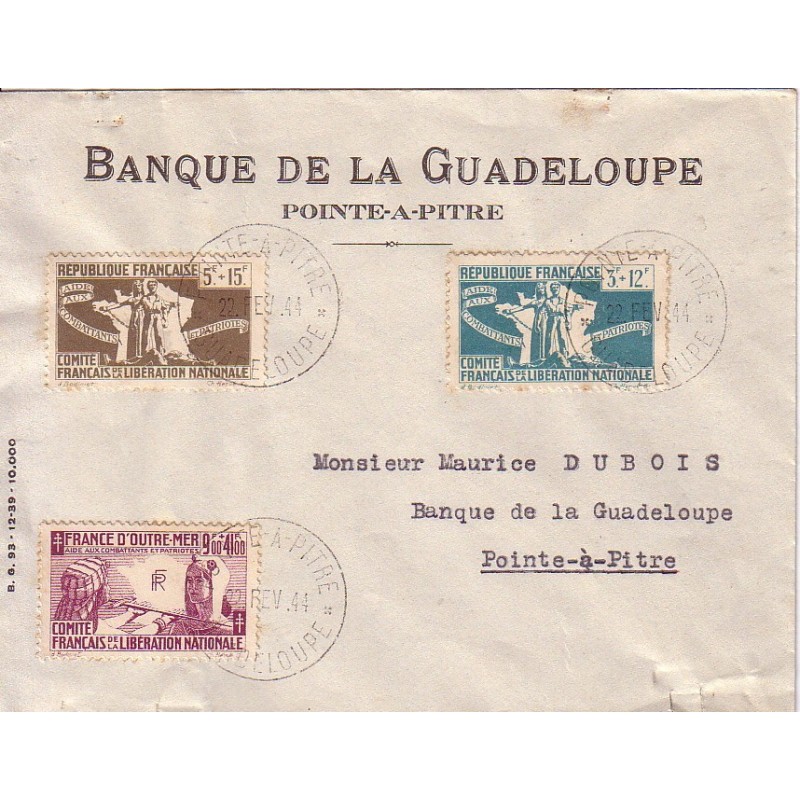 GUADELOUPE - COMITE FRANCAIS DE LIBERATION NATIONALE - POINTE A PITRE 22-2-1944.