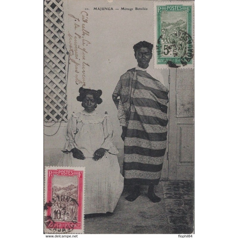 MADAGASCAR - MAJUNGA - TYPE FILANZANNE - CARTE POSTALE POUR LA FRANCE - CARTE MENAGE BETSILEO.