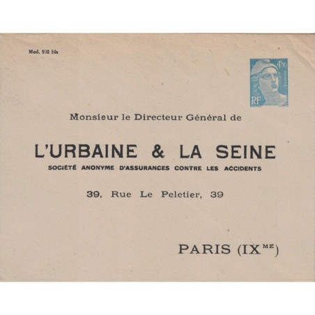 GANDON - 4F50 BLEU - ENVELOPPE PRIVEE T.S.C. - NEUVE - L'URBAINE & LA SEINE - RARE - COTE 750€.