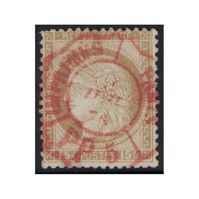 No055 - 15c CERES - OBLITERATION ROUGE DE IMPRIMES PARIS - PP5.