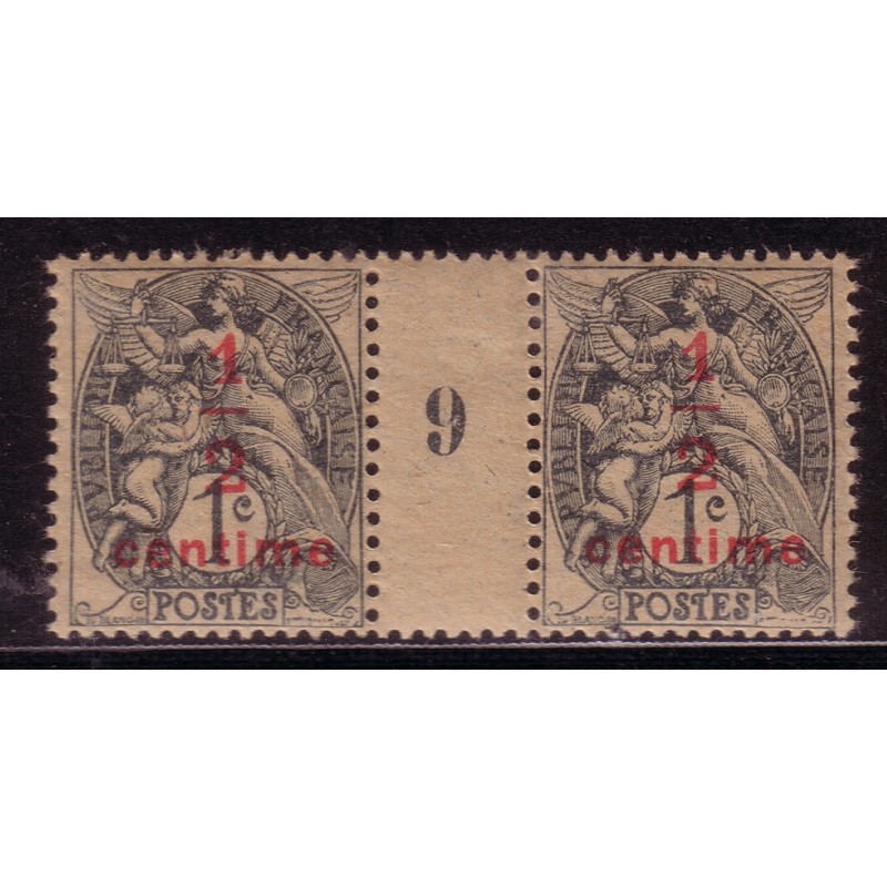 No0157 - TYPE BLANC - 1/2 / 1c - MILLESIME 9 - SANS TRACE DE CHARNIERE.