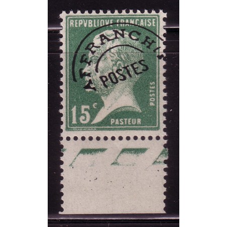 PREO No065 - PASTEUR 15c - NEUF SANS TRACE DE CHARNIERE.