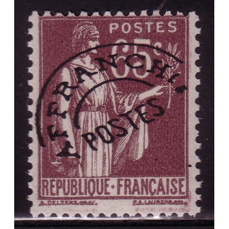PREO No073 - TYPE PAIX 65c VIOLET BRUN - NEUF SANS TRACE COTE 180€