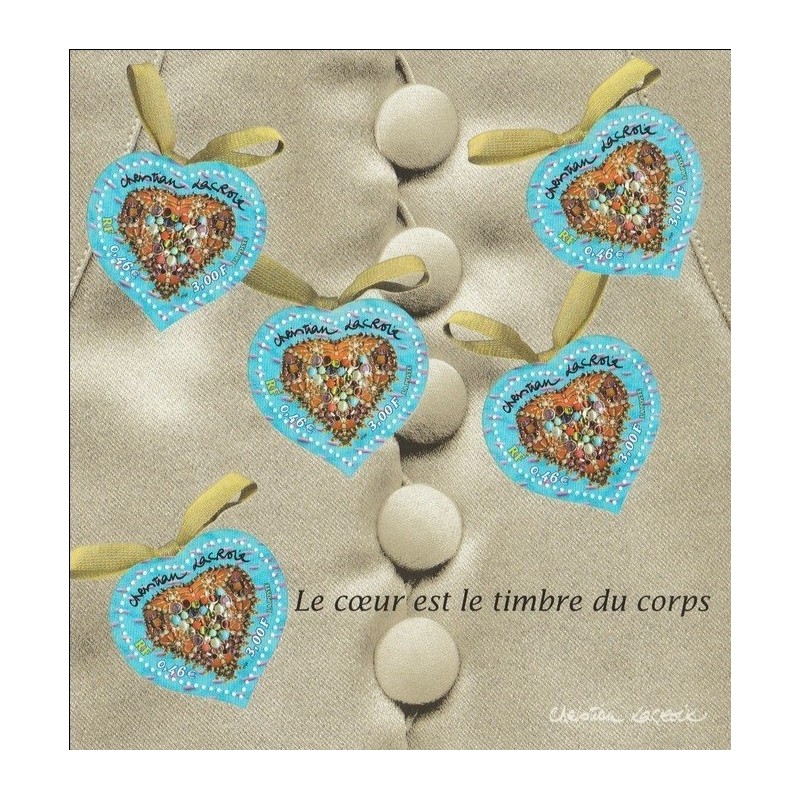 BLOC FEUILLET No0033 - LE COEUR EST LE TIMBRE DU COEUR - ST VALENTIN 2001.