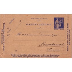 PAIX-ENTIER POSTAL CARTE LETTRE NEUF 65c BLEU