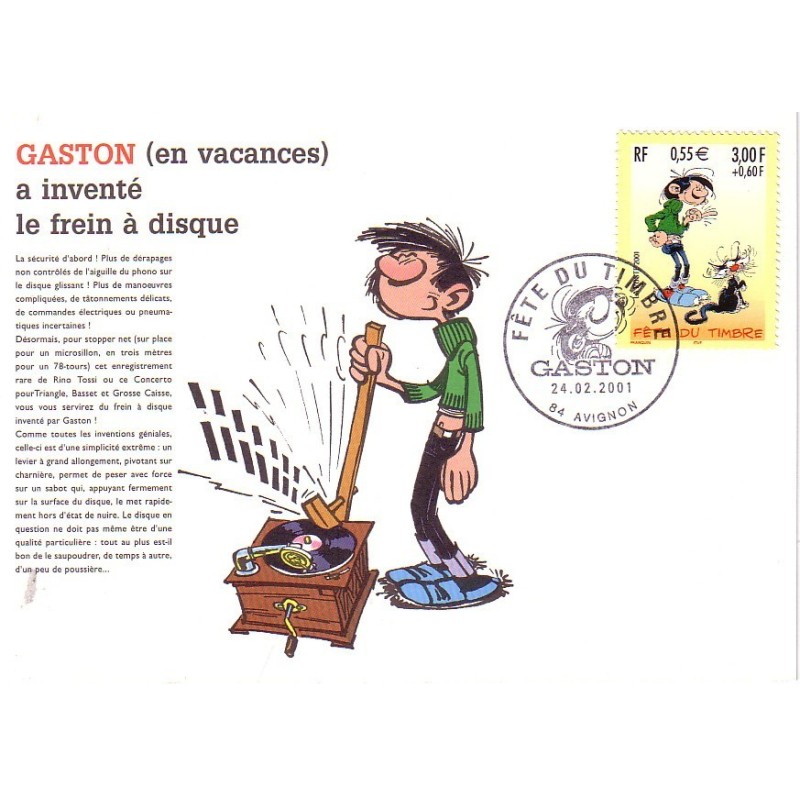 JOURNEE DU TIMBRE 2001 - AVIGNON - VAUCLUSE - GASTON LAGAFFE - CARTE OFFICIELLE