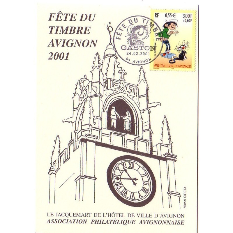 JOURNEE DU TIMBRE 2001 - AVIGNON - VAUCLUSE - GASTON LAGAFFE - CARTE LOCALE