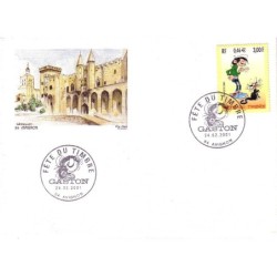 JOURNEE DU TIMBRE 2001 - AVIGNON - VAUCLUSE - GASTON LAGAFFE - ENVELOPPE PALAIS DES PAPES.