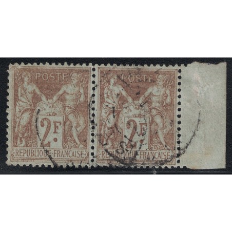 No105 - SAGE - 2F BISTRE EN PAIRE BORD DE FEUILLE - COTE 130€ (R)