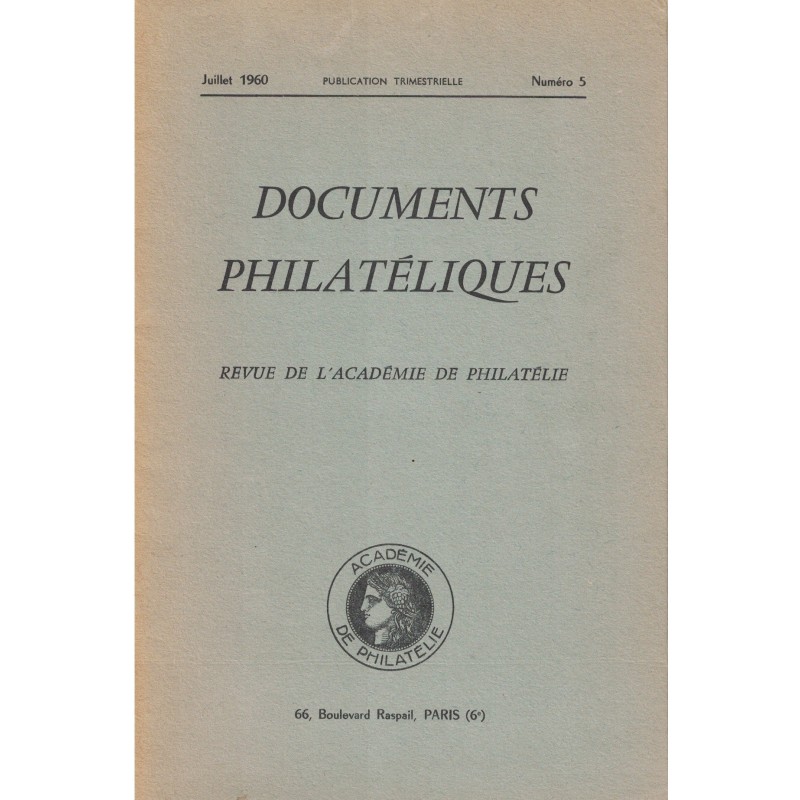 DOCUMENTS PHILATELIQUES - No005 - JUILLET 1960.