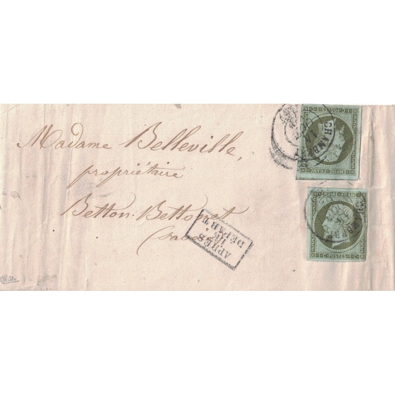 SAVOIE - CHAMBERY - No11 x 2 SUR BANDE DE JOURNAL DU 14 OCTOBRE 1862.